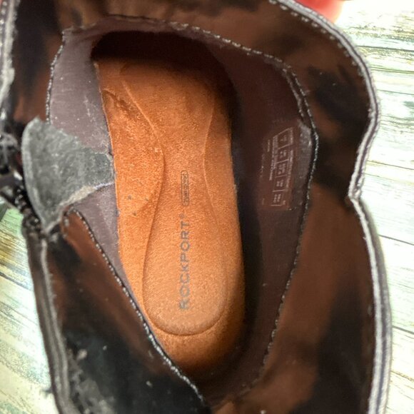 Rockport Boots Sz 7M Carly Black Leather Zip Ankle Low Block Heel Comfort Ladies - Picture 5 of 12